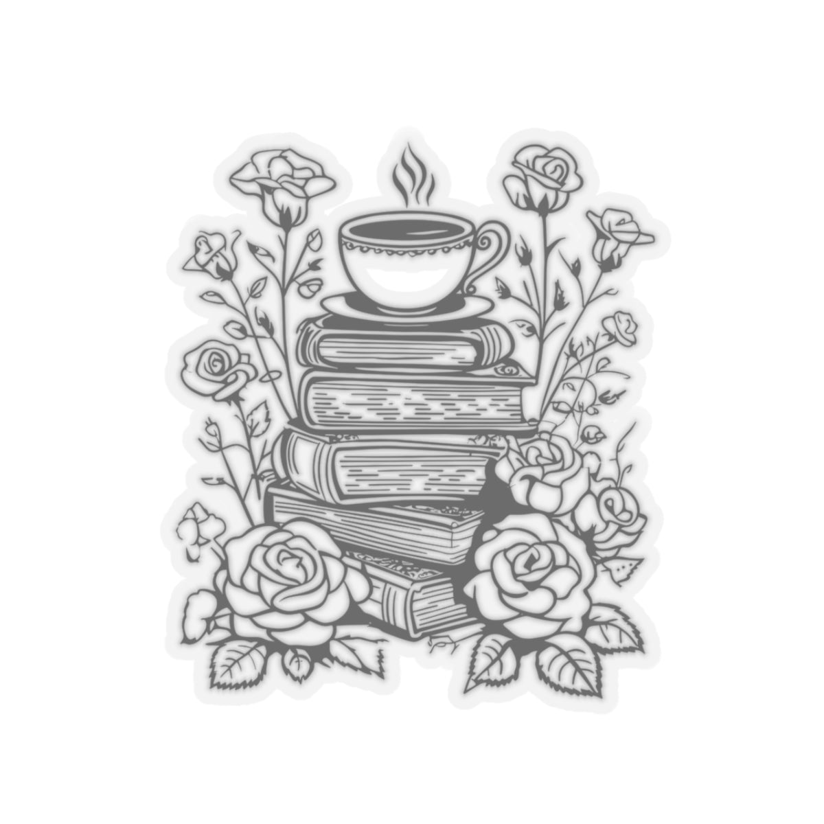 Books & Flowers Kiss-Cut Sticker