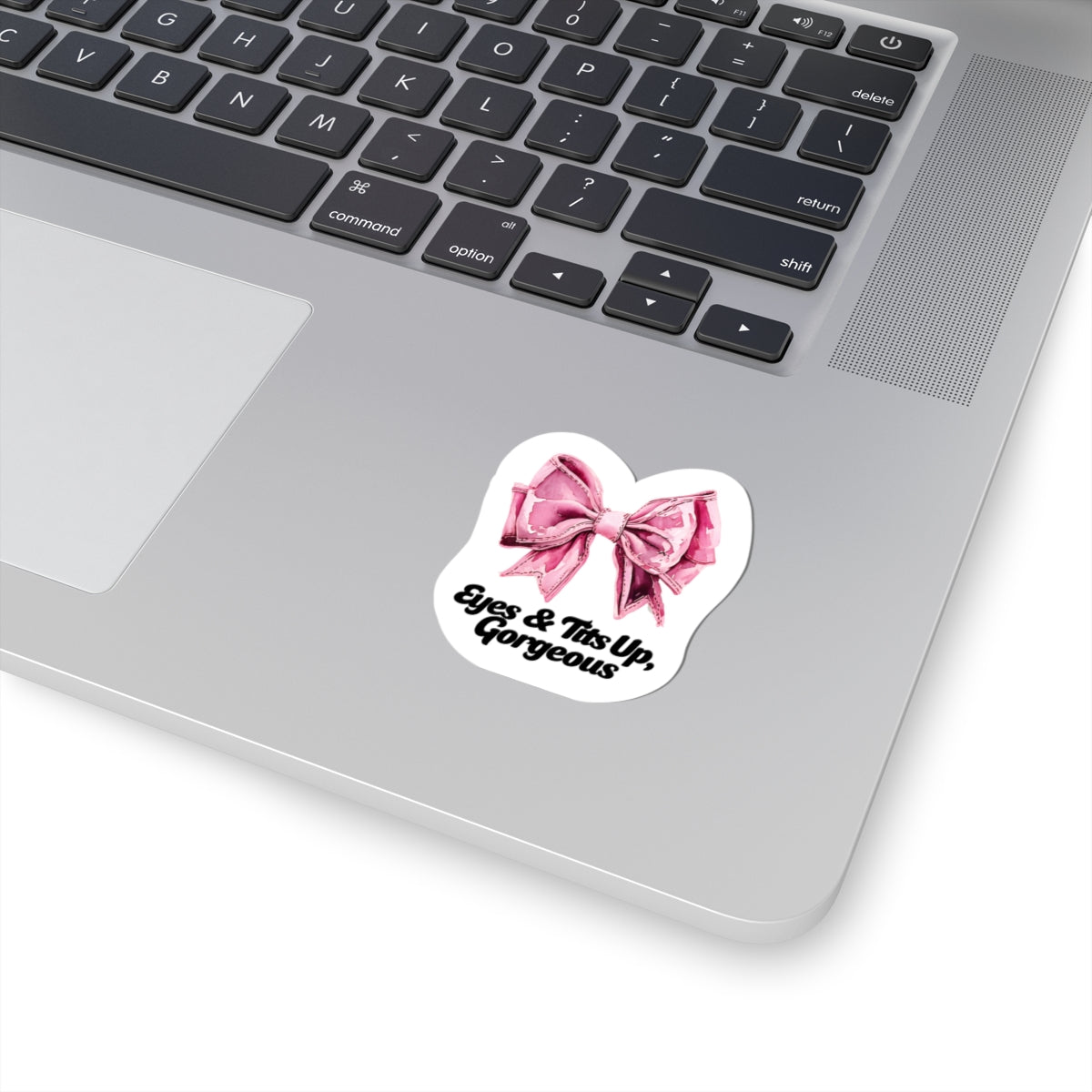 Eyes & tits up, gorgeous sticker on a laptop