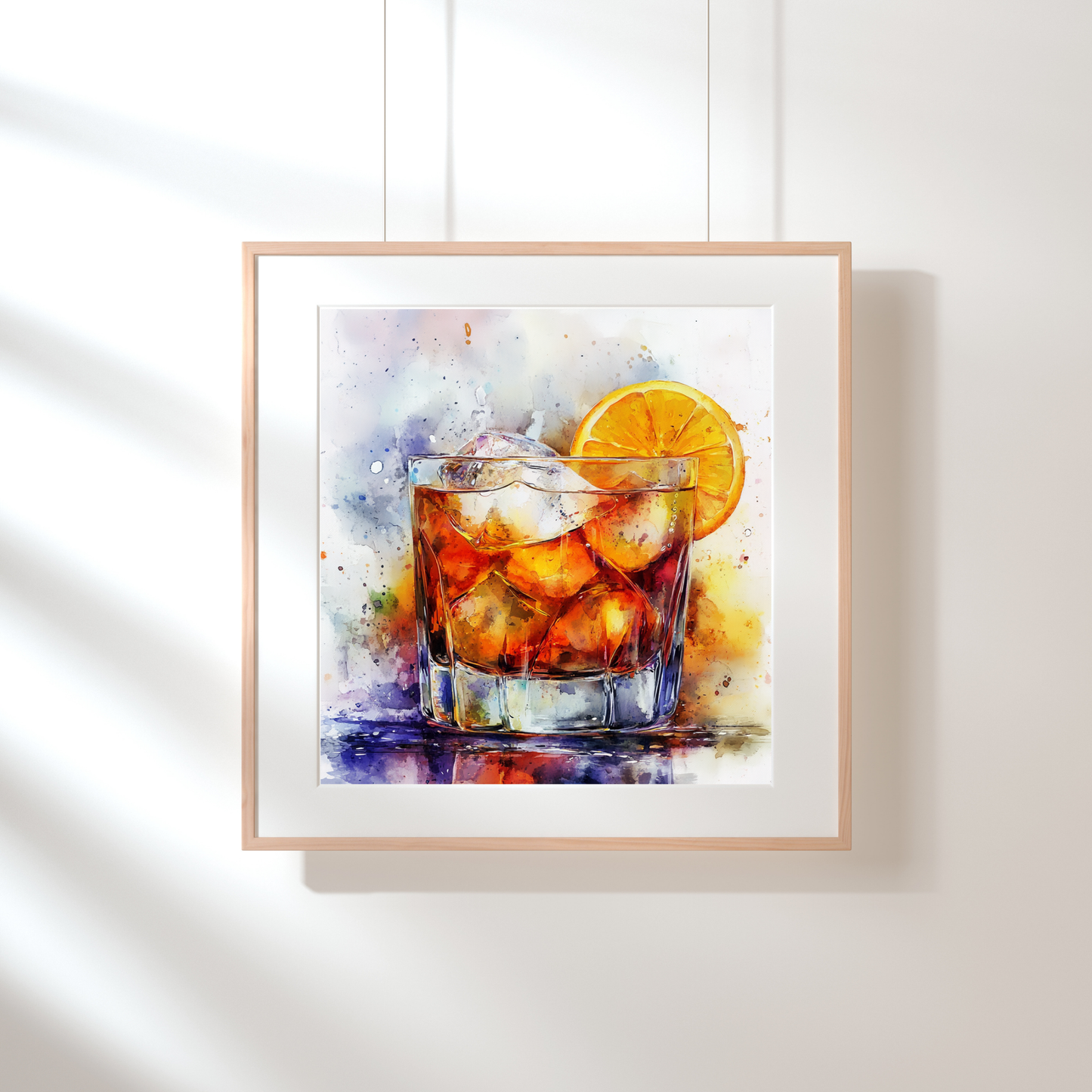 Water Color Old Fashioned Cocktail - Wall Art Digital File