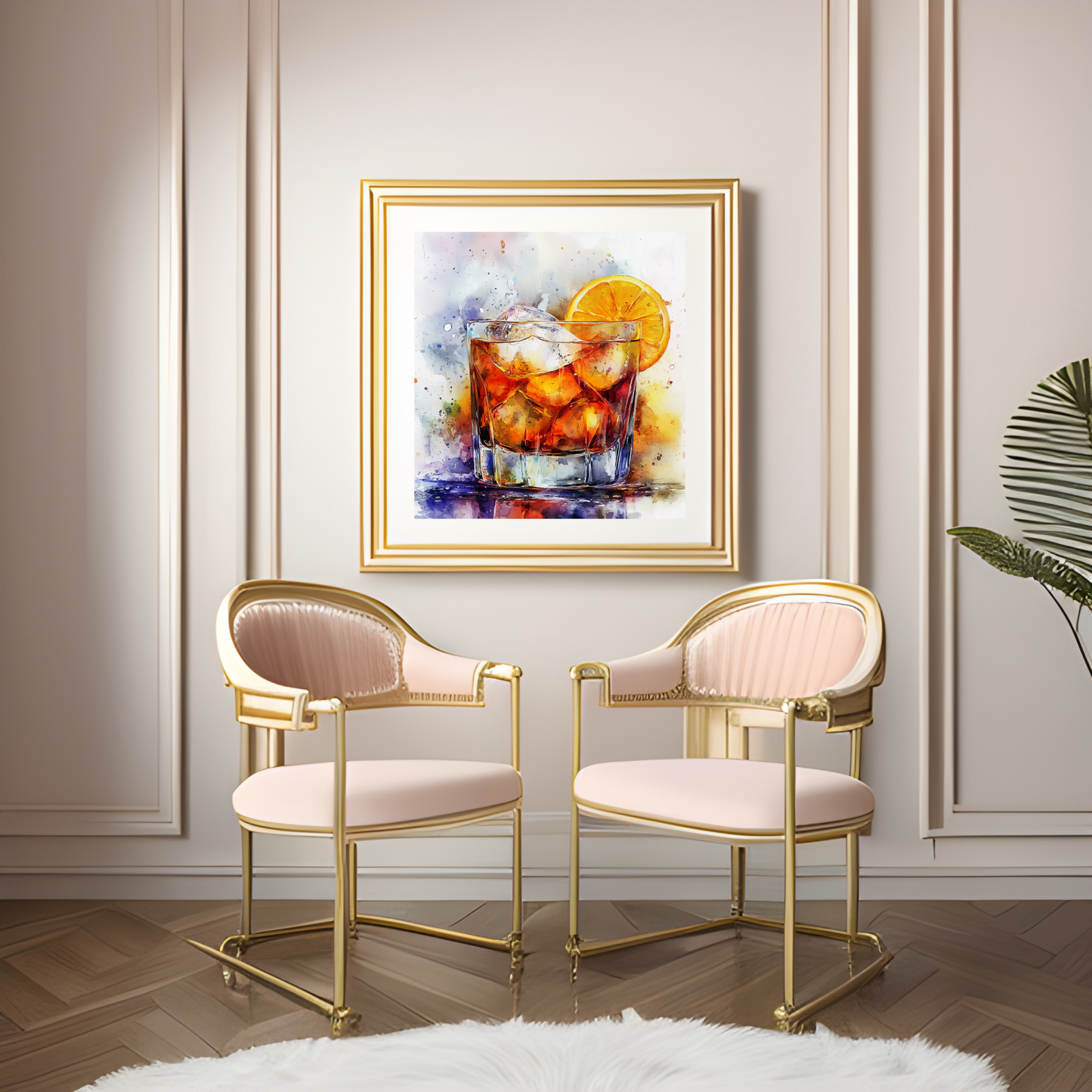 Water Color Old Fashioned Cocktail - Wall Art Digital File