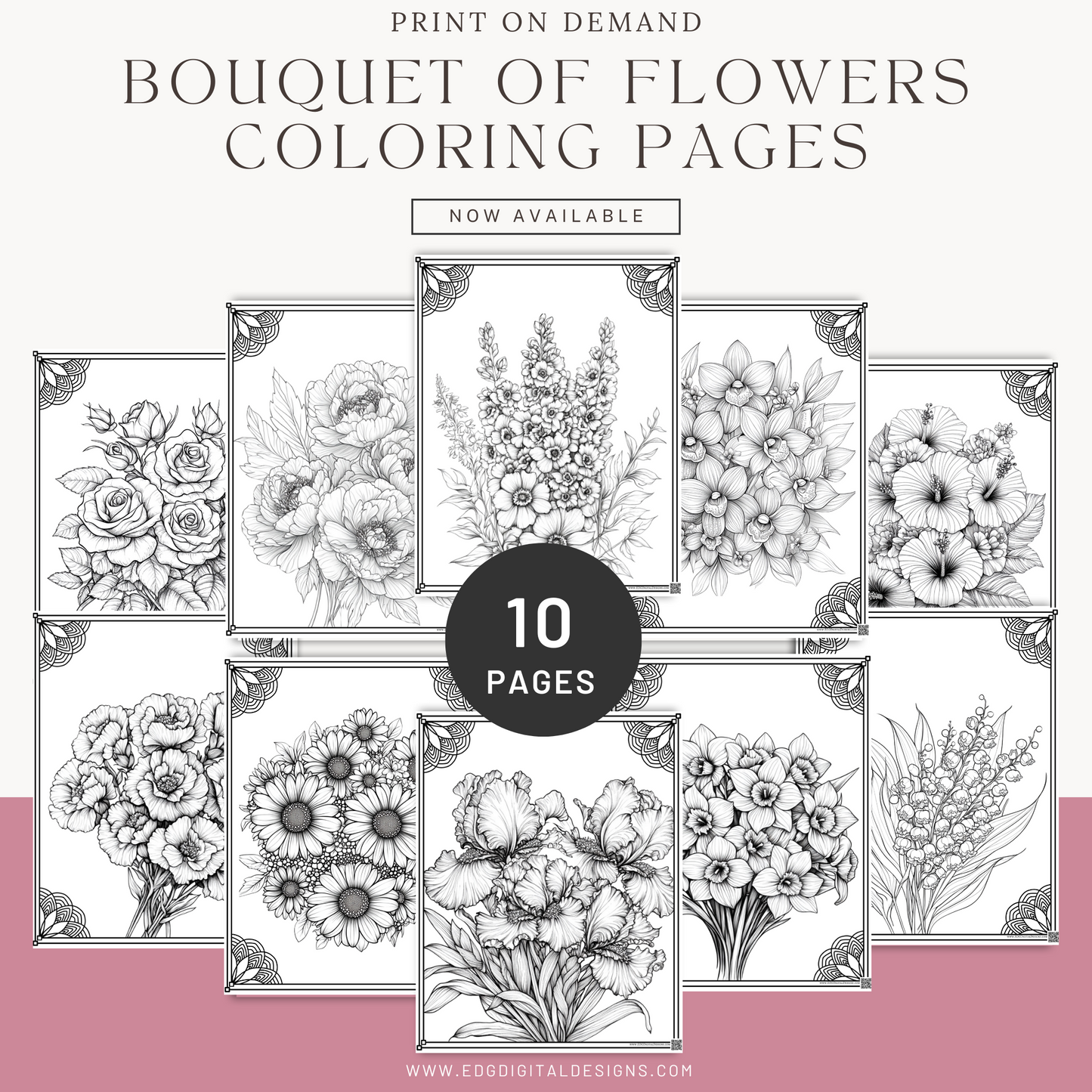 Adult coloring pages, Floral adult coloring pages