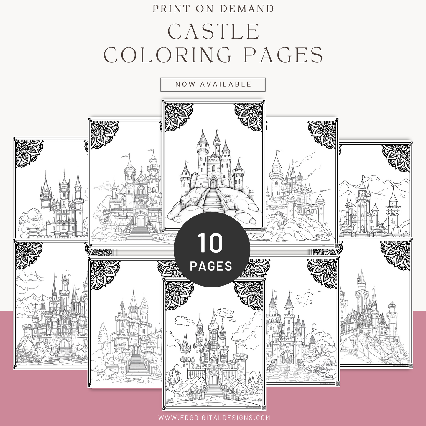 Adult Coloring pages, Castle Coloring pages, beautiful adult coloring pages