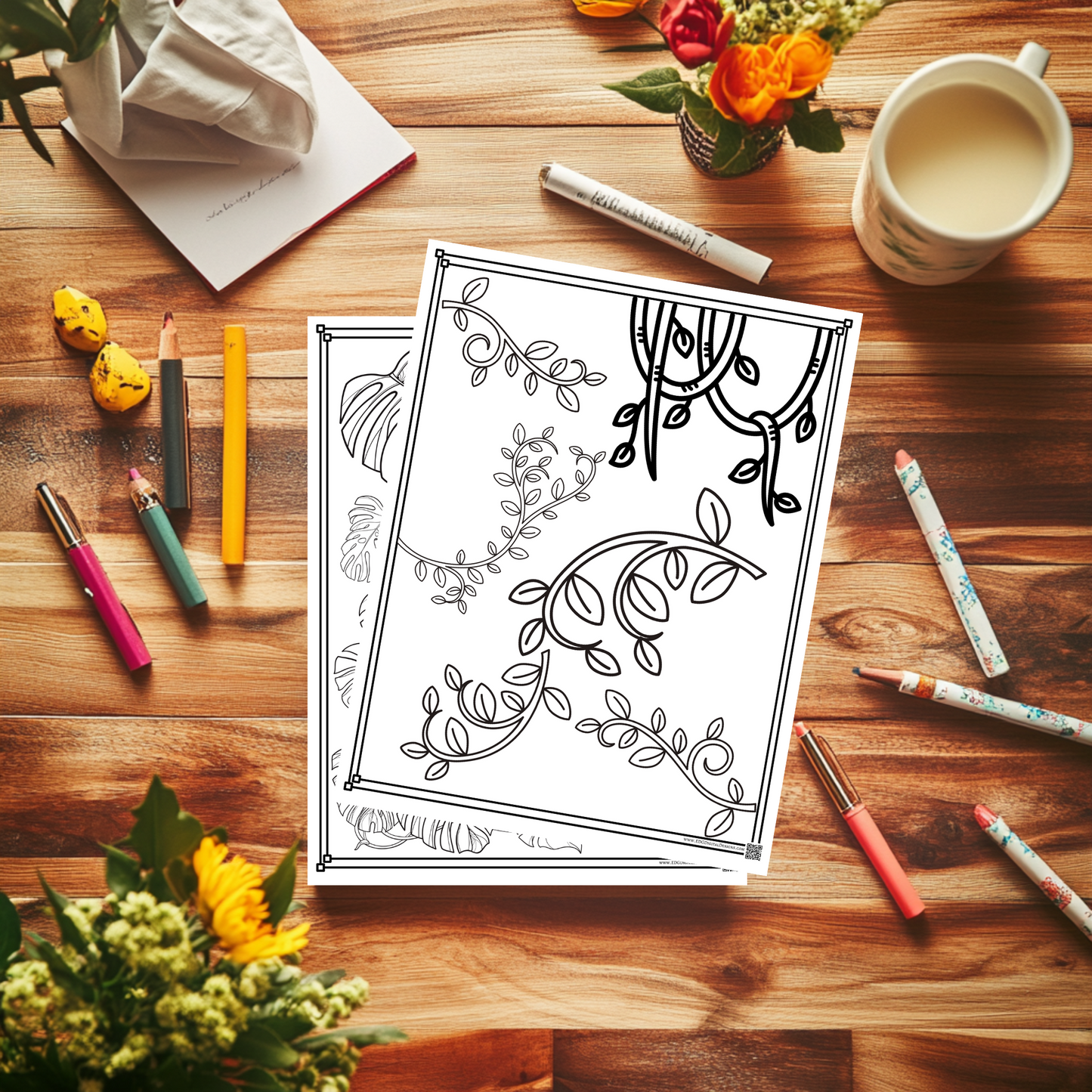 Trees & Plants Coloring Pages - Pack of 10 designs