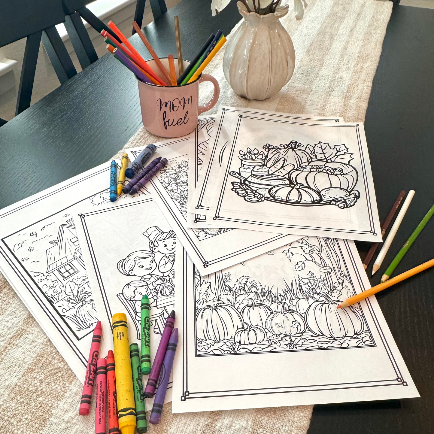 Thanksgiving Coloring Pages - Pack of 10 designs