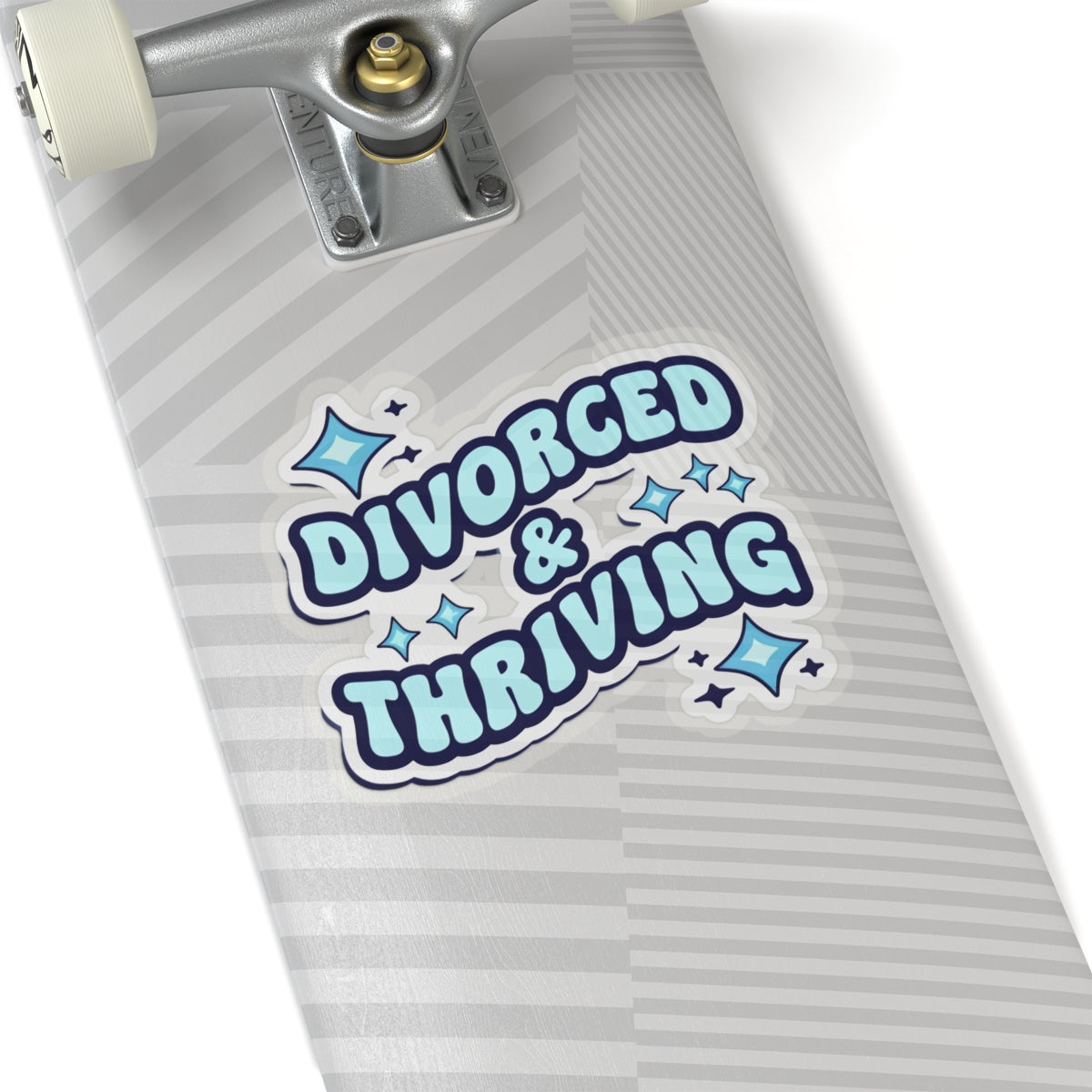 Divorced sticker on a skateboard