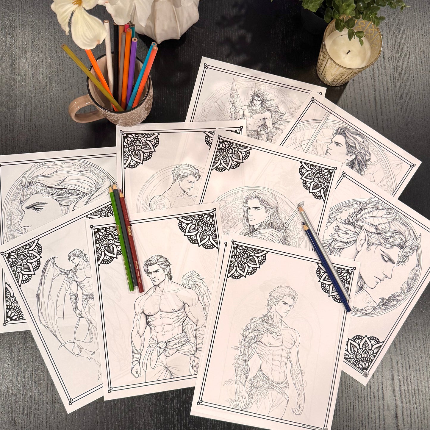 Gorgeouse Fae Prince Coloring Pages, Adult coloring pages