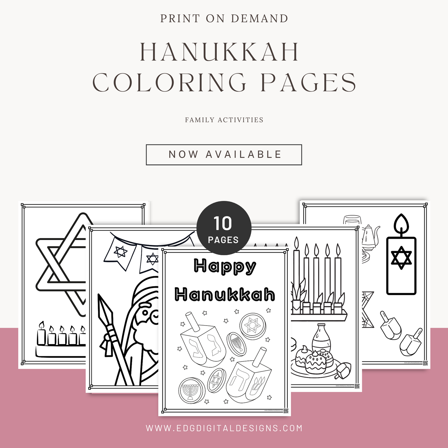 Hanukkah Coloring Pages - Pack of 10 designs