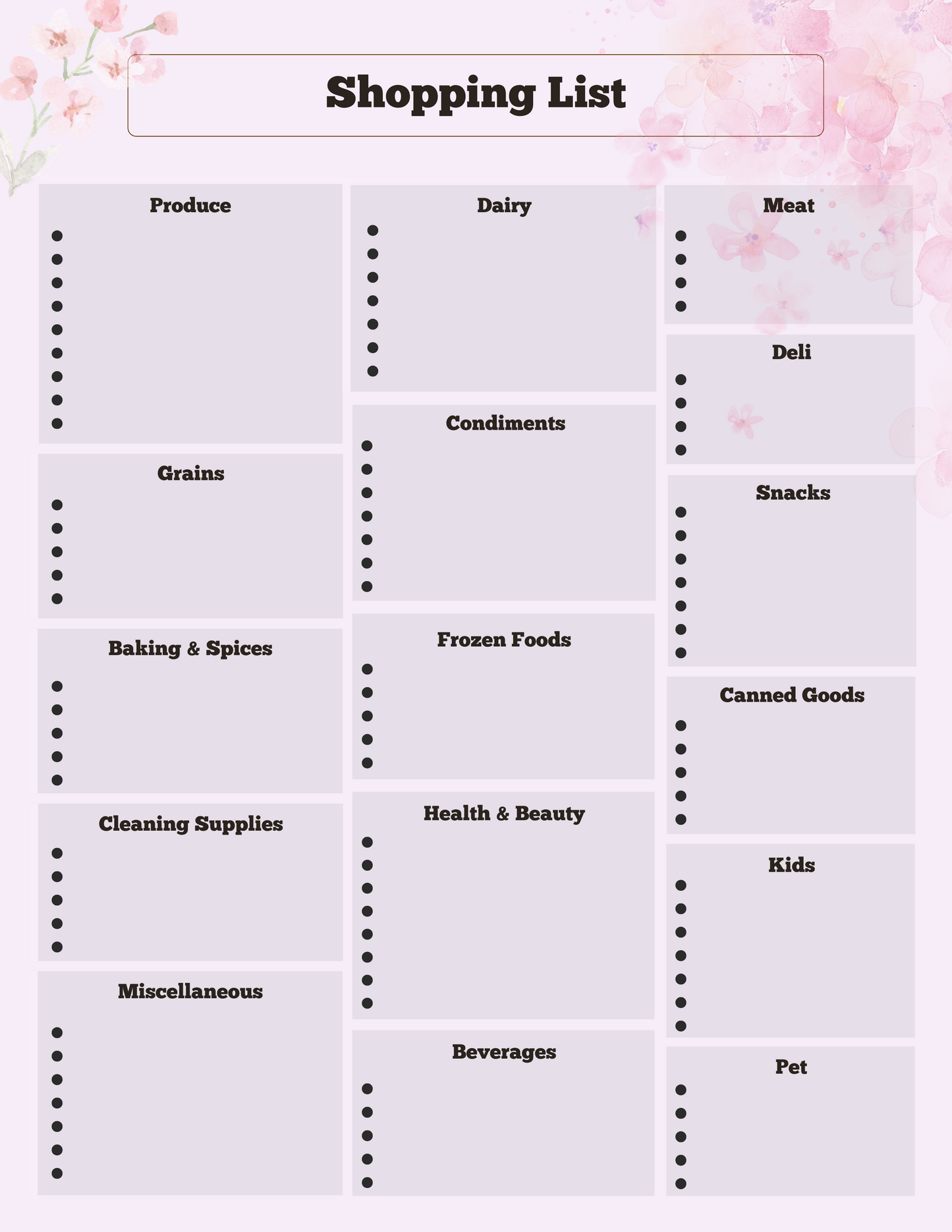 Shopping List - Pink Floral