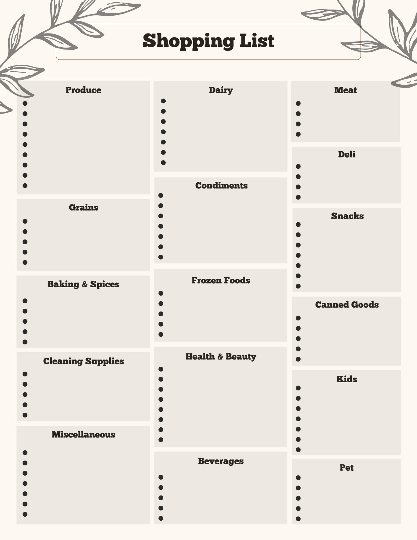 Shopping List Organizer