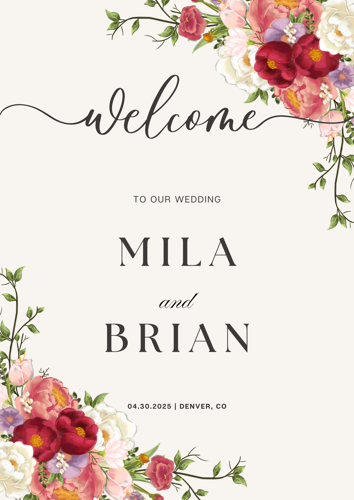 Wedding Welcome Sign - Design 471