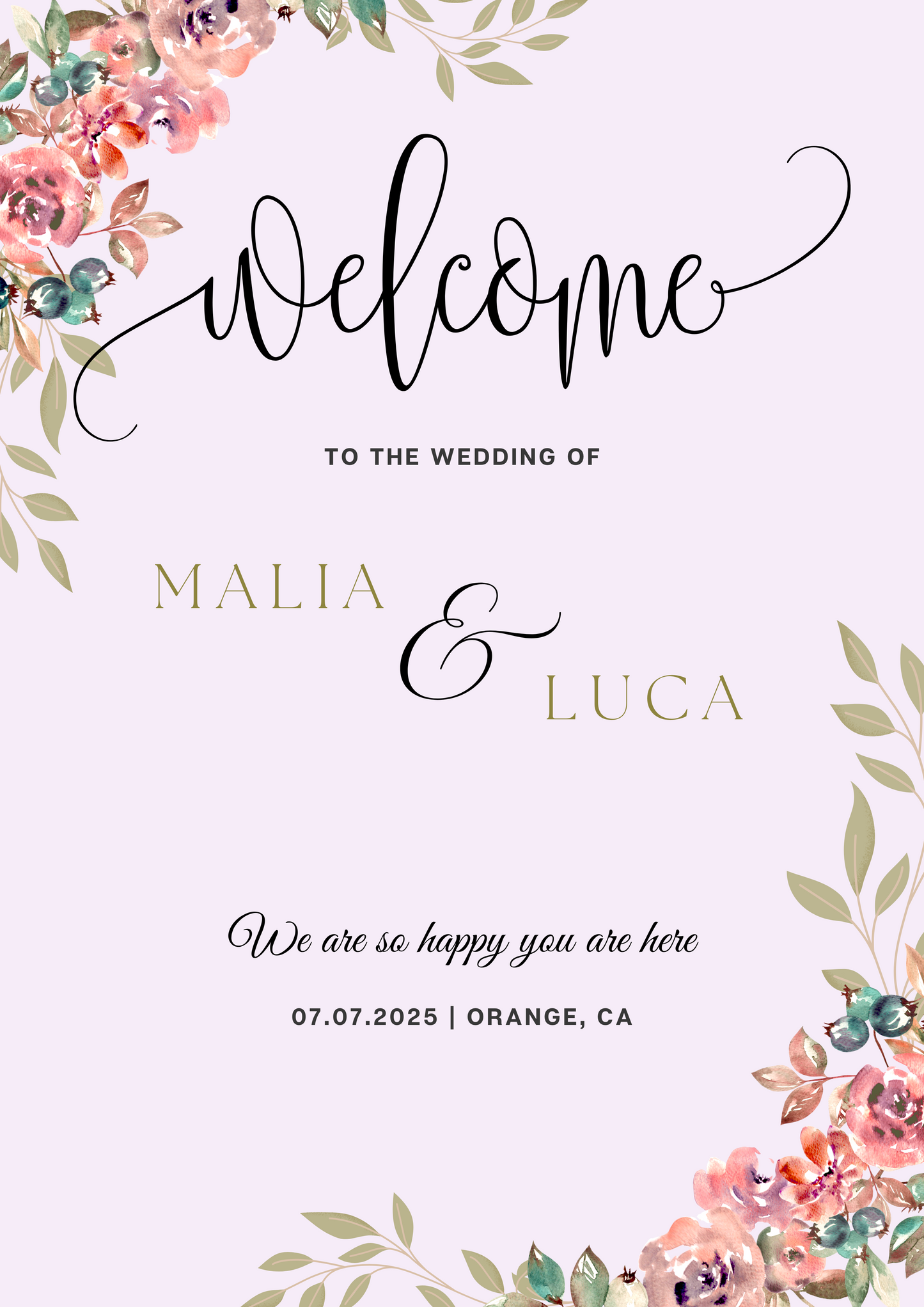 Wedding Welcome Sign - Design 476
