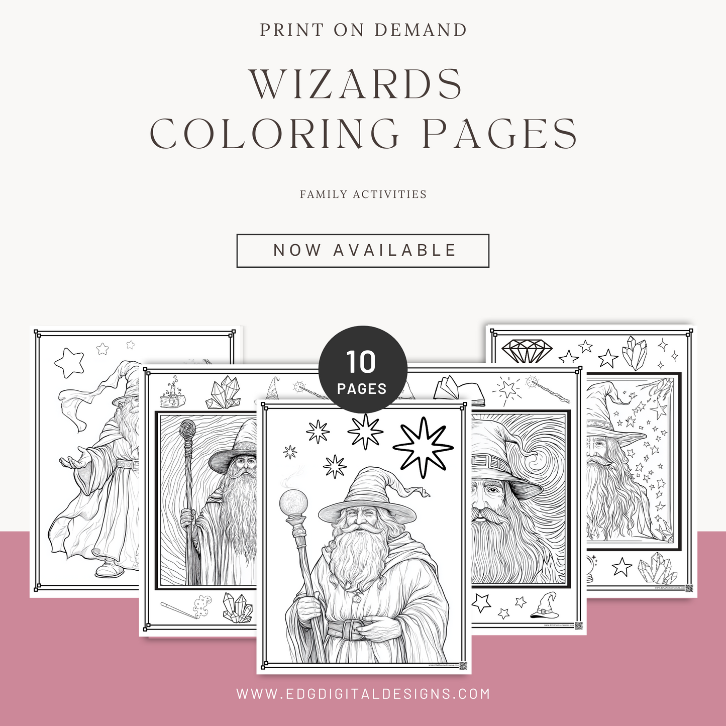 Wizard Coloring Pages - Pack of 10 designs