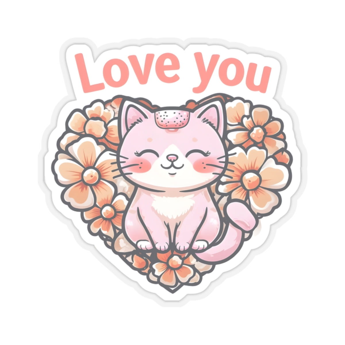 Love You Kitty Kiss-Cut Sticker