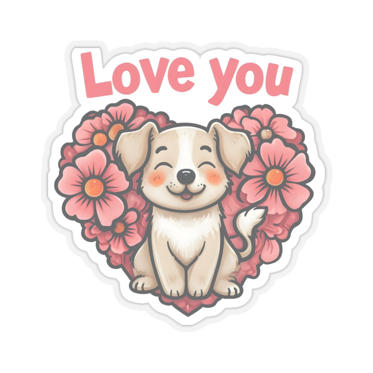 Love You Puppy Kiss-Cut Sticker