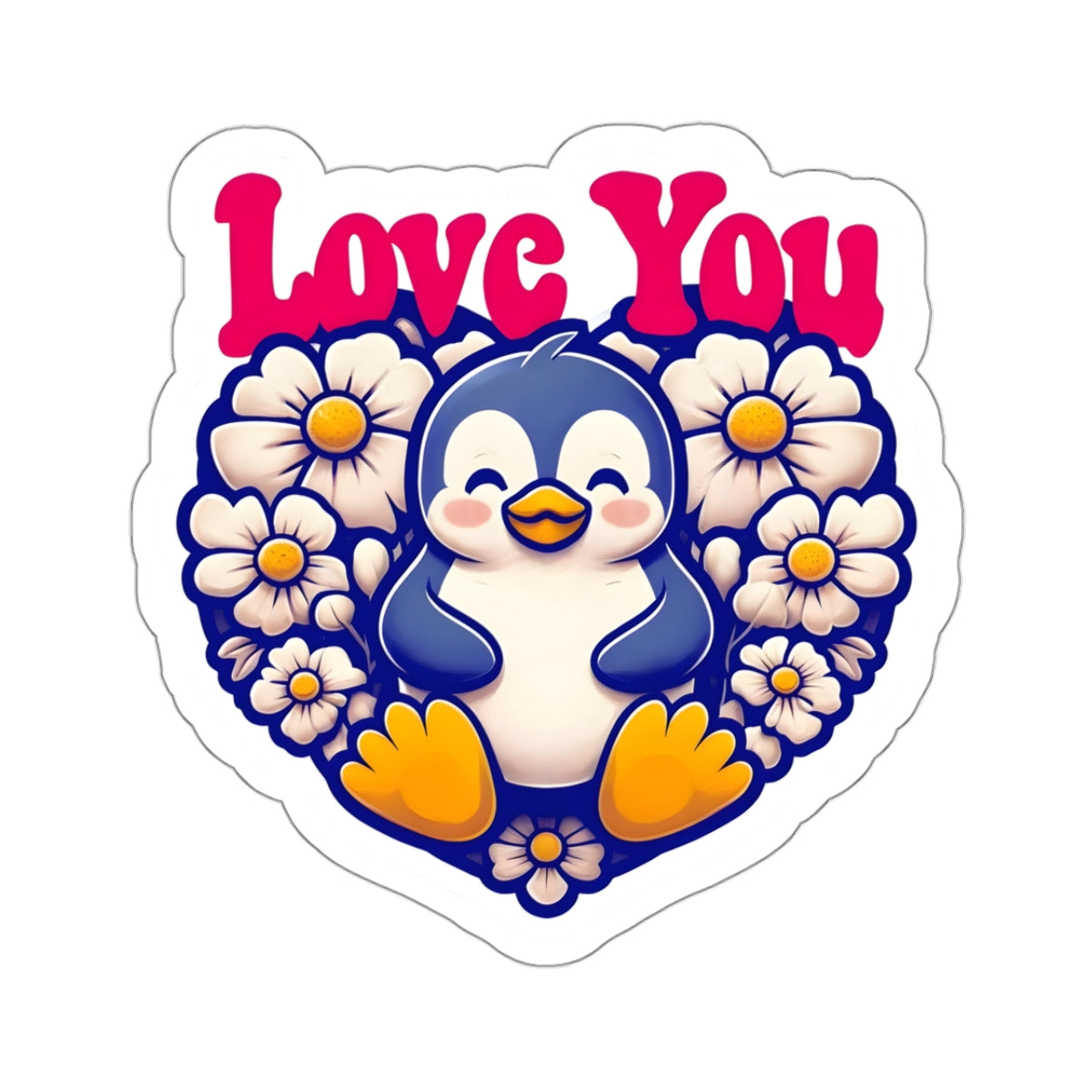 Love You Penguin Kiss-Cut Sticker