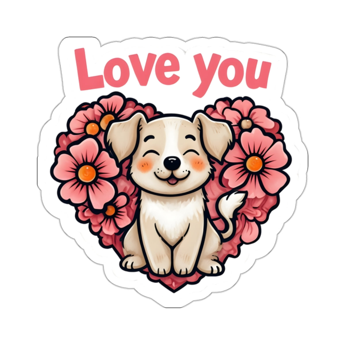 Love You Puppy Kiss-Cut Sticker