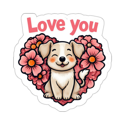 Love You Puppy Kiss-Cut Sticker