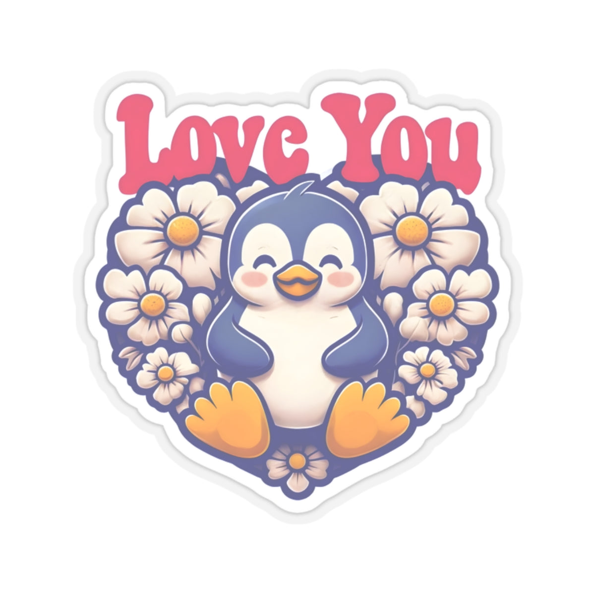 Love You Penguin Kiss-Cut Sticker