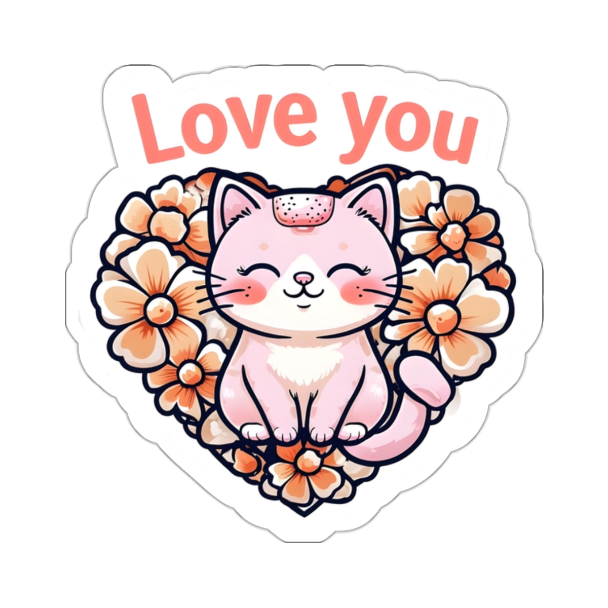 Love You Kitty Kiss-Cut Sticker