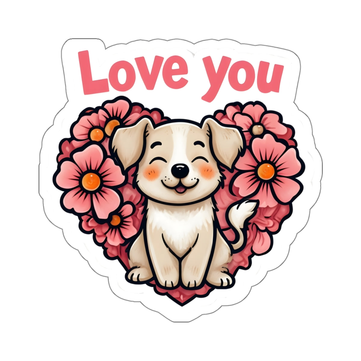 Love You Puppy Kiss-Cut Sticker