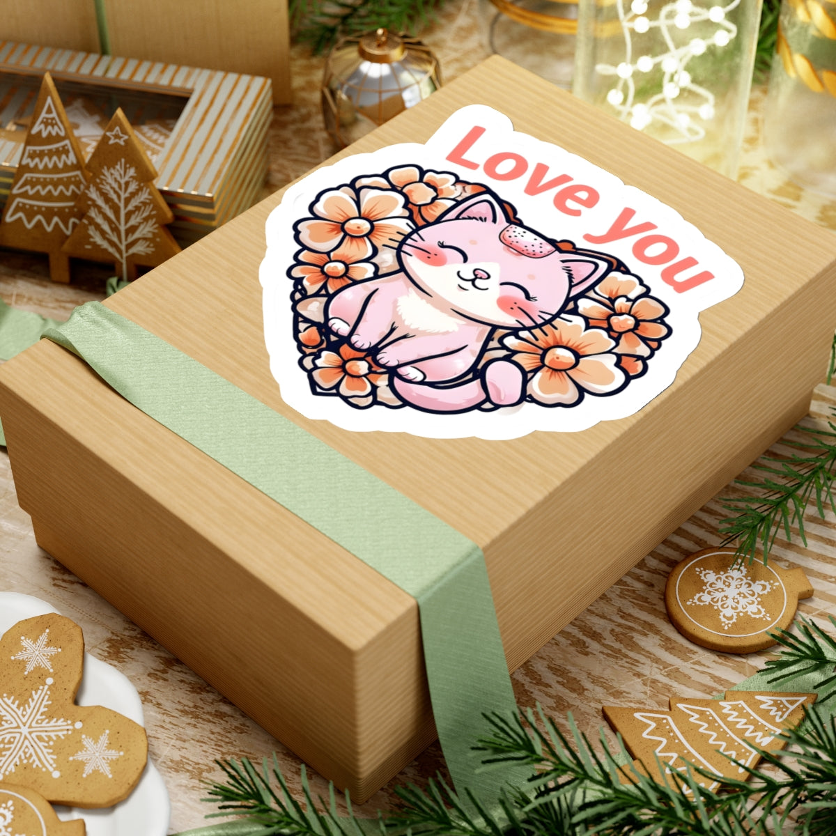 Love You Kitty Kiss-Cut Sticker