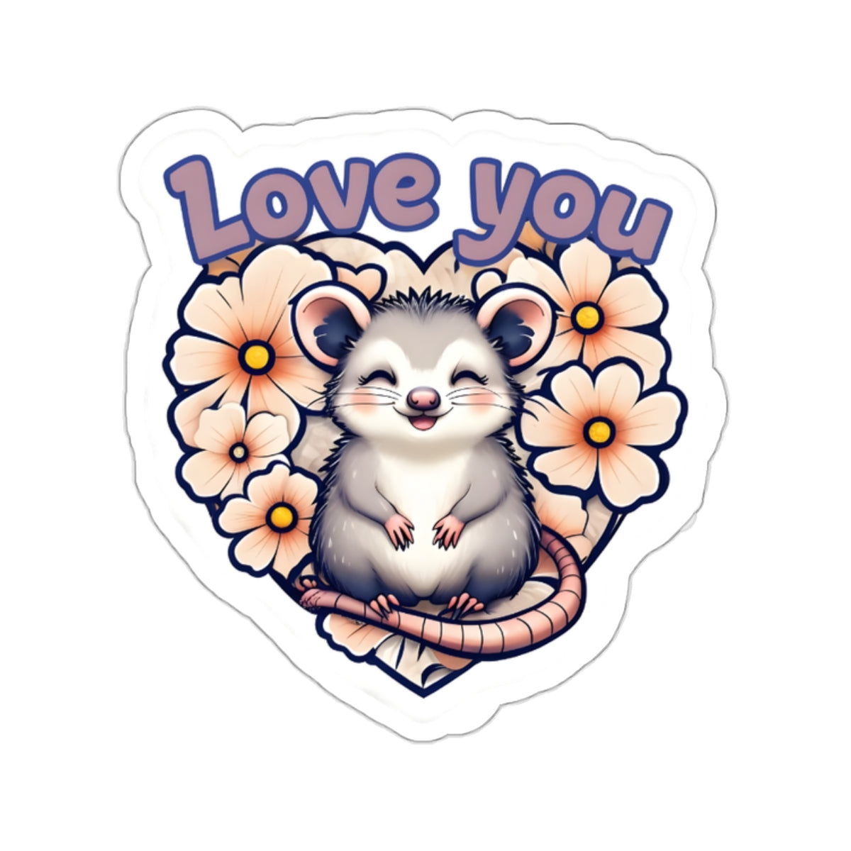 Love You Opossum Kiss-Cut Sticker