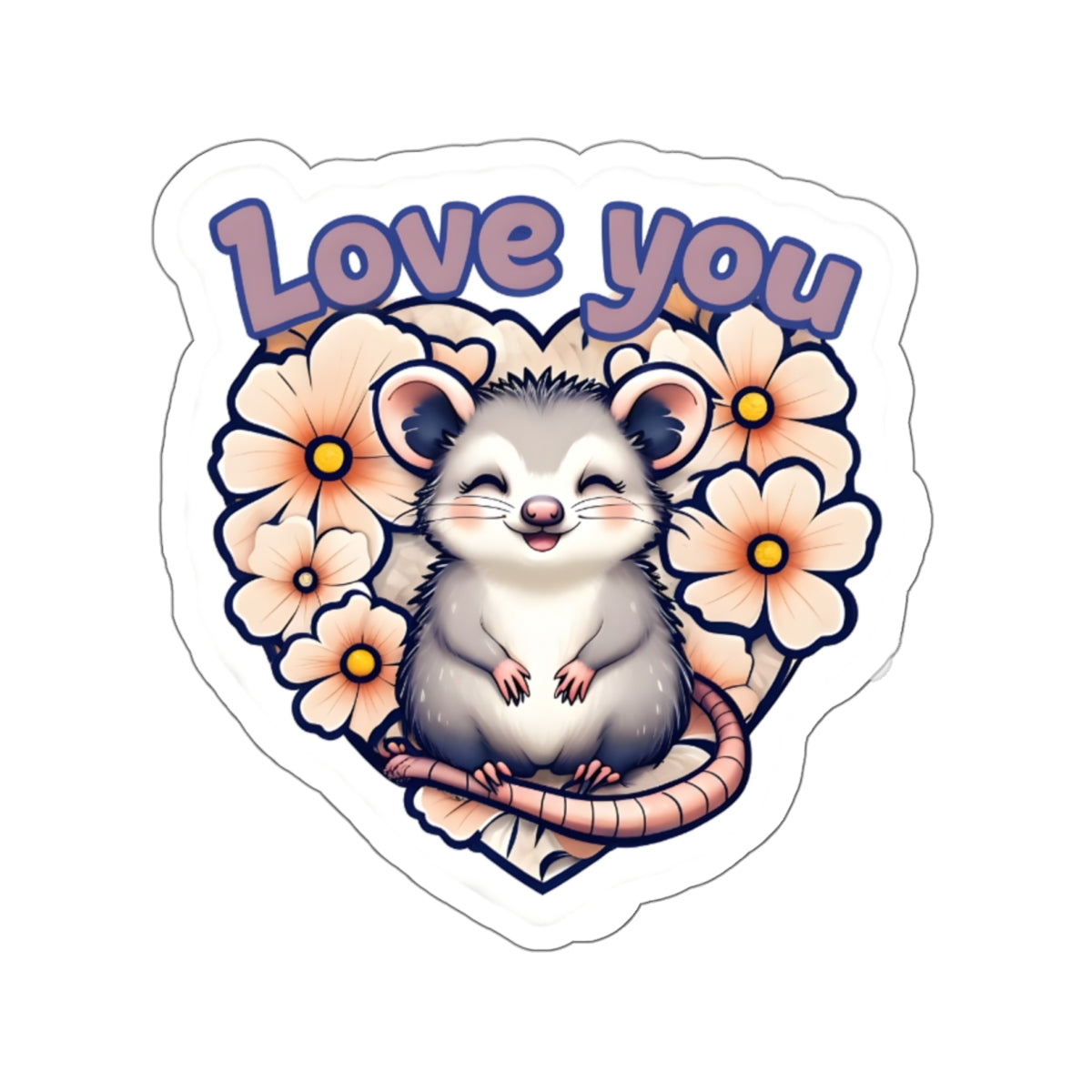 Love You Opossum Kiss-Cut Sticker