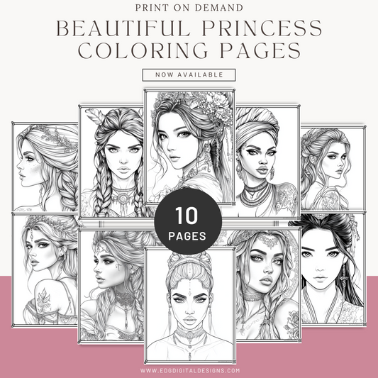 Beautiful Princesses, Adult coloring pages