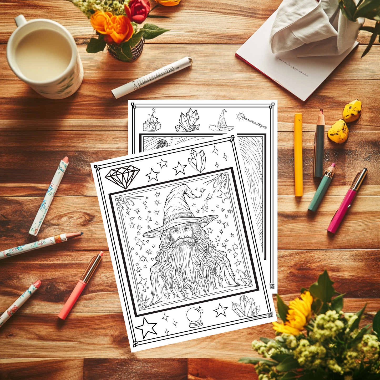 Wizard Coloring Pages - Pack of 10 designs