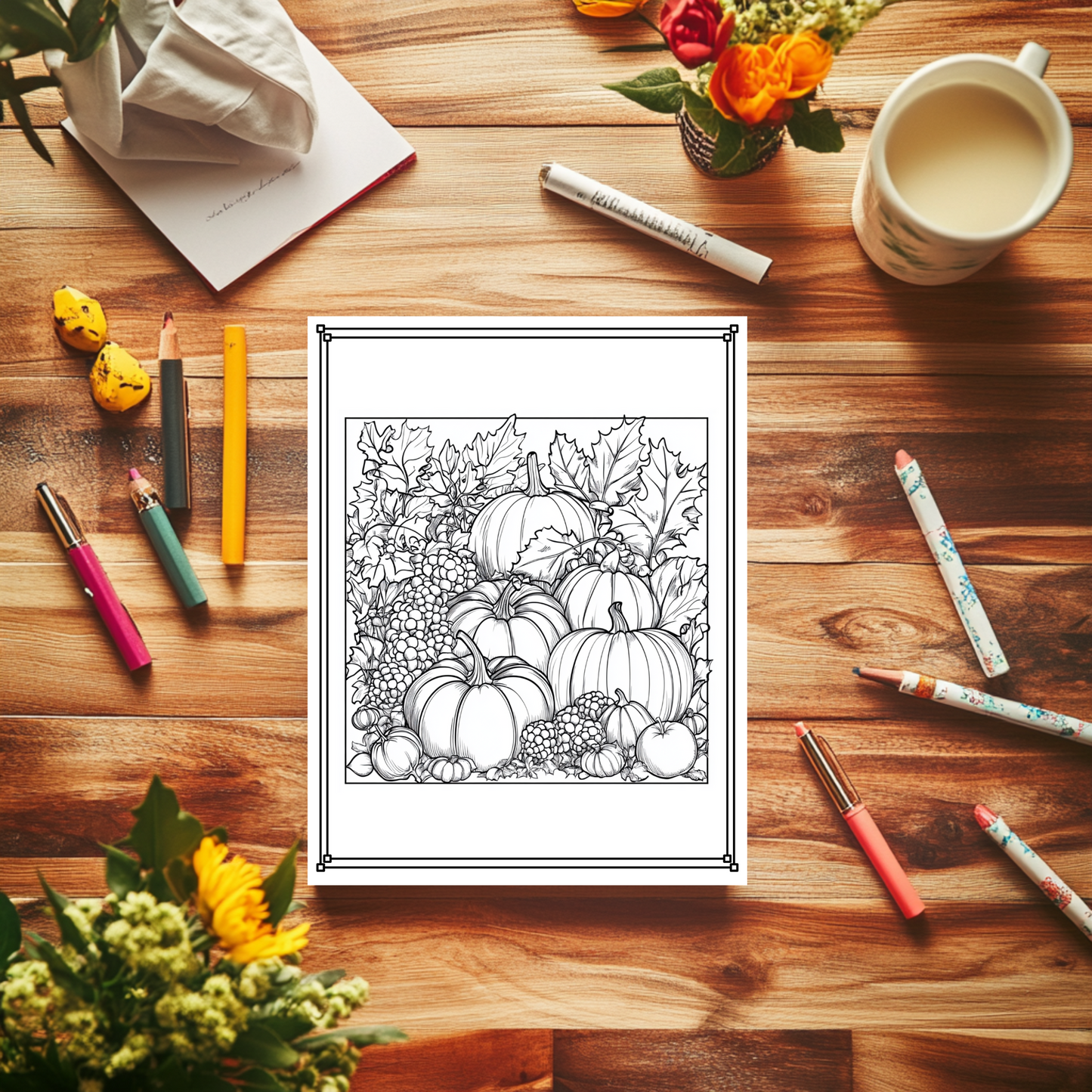 Thanksgiving Coloring Pages - Pack of 10 designs