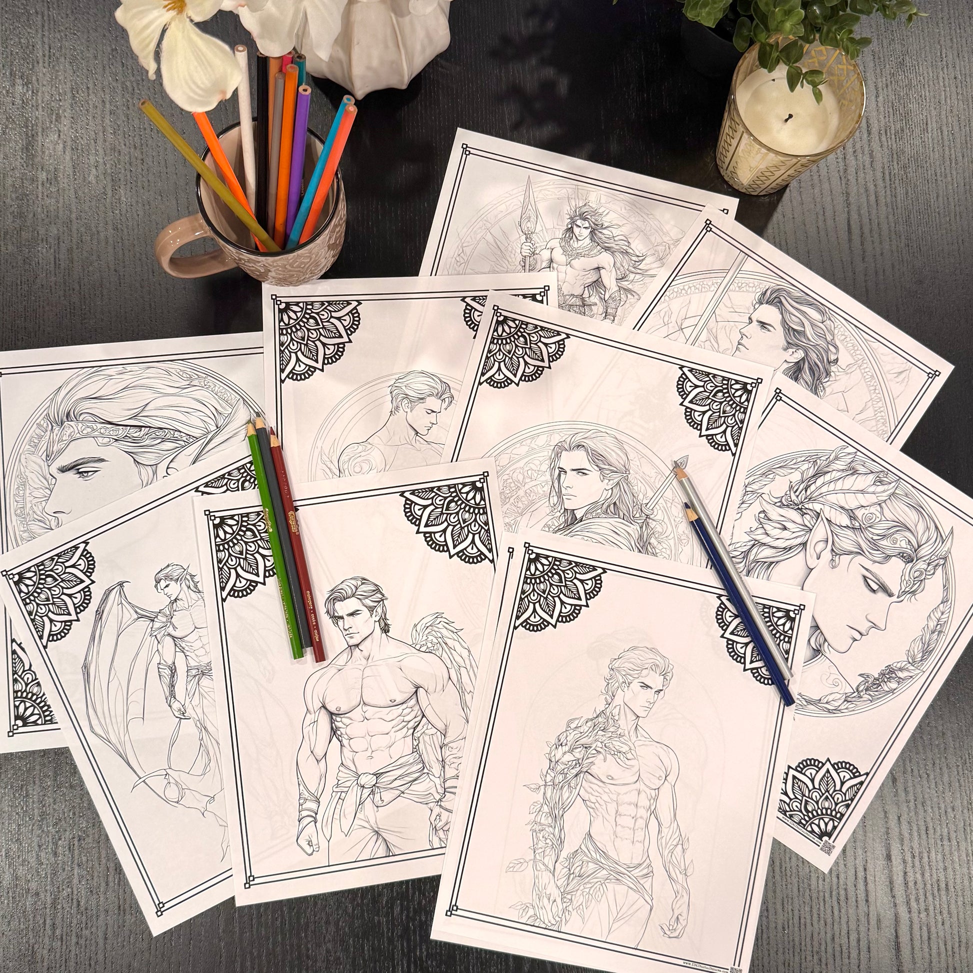 Gorgeouse Fae Prince Coloring Pages, Adult coloring pages