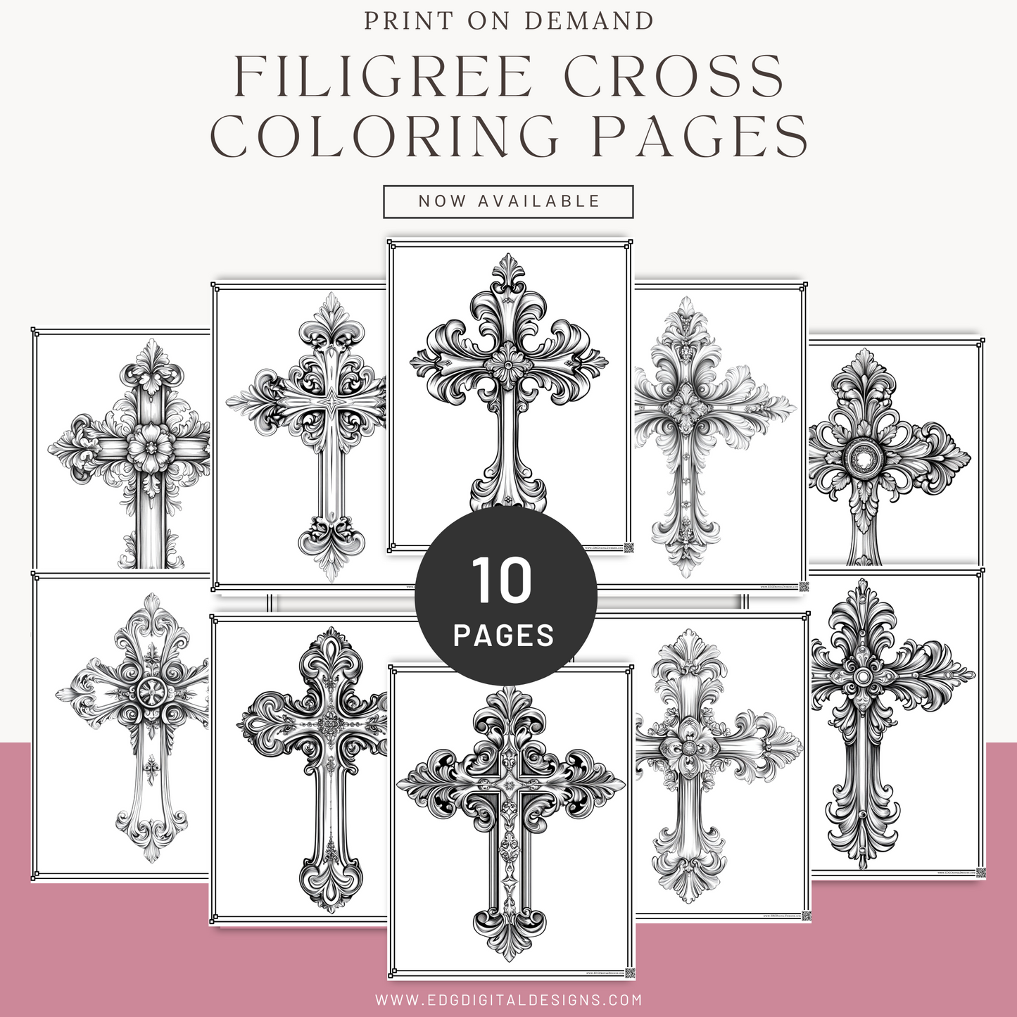 Filigree Cross coloring pages, adult coloring pages