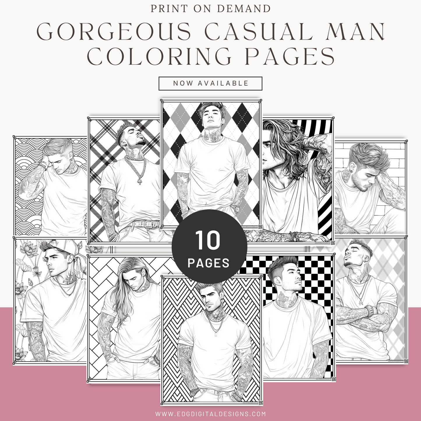 Gorgeous Casual Man Coloring Pages - Pack of 10 designs