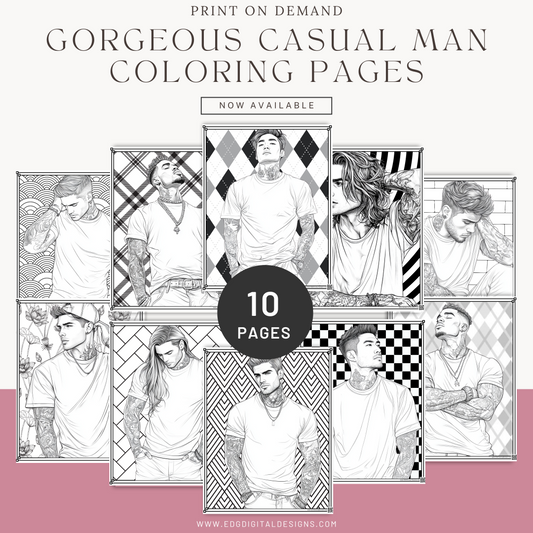 Gorgeous Casual Man Coloring Pages - Pack of 10 designs