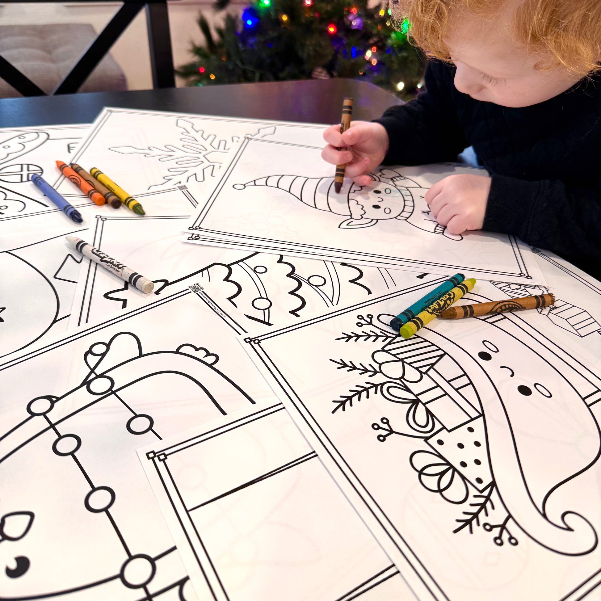 Kid coloring on holiday coloring pages