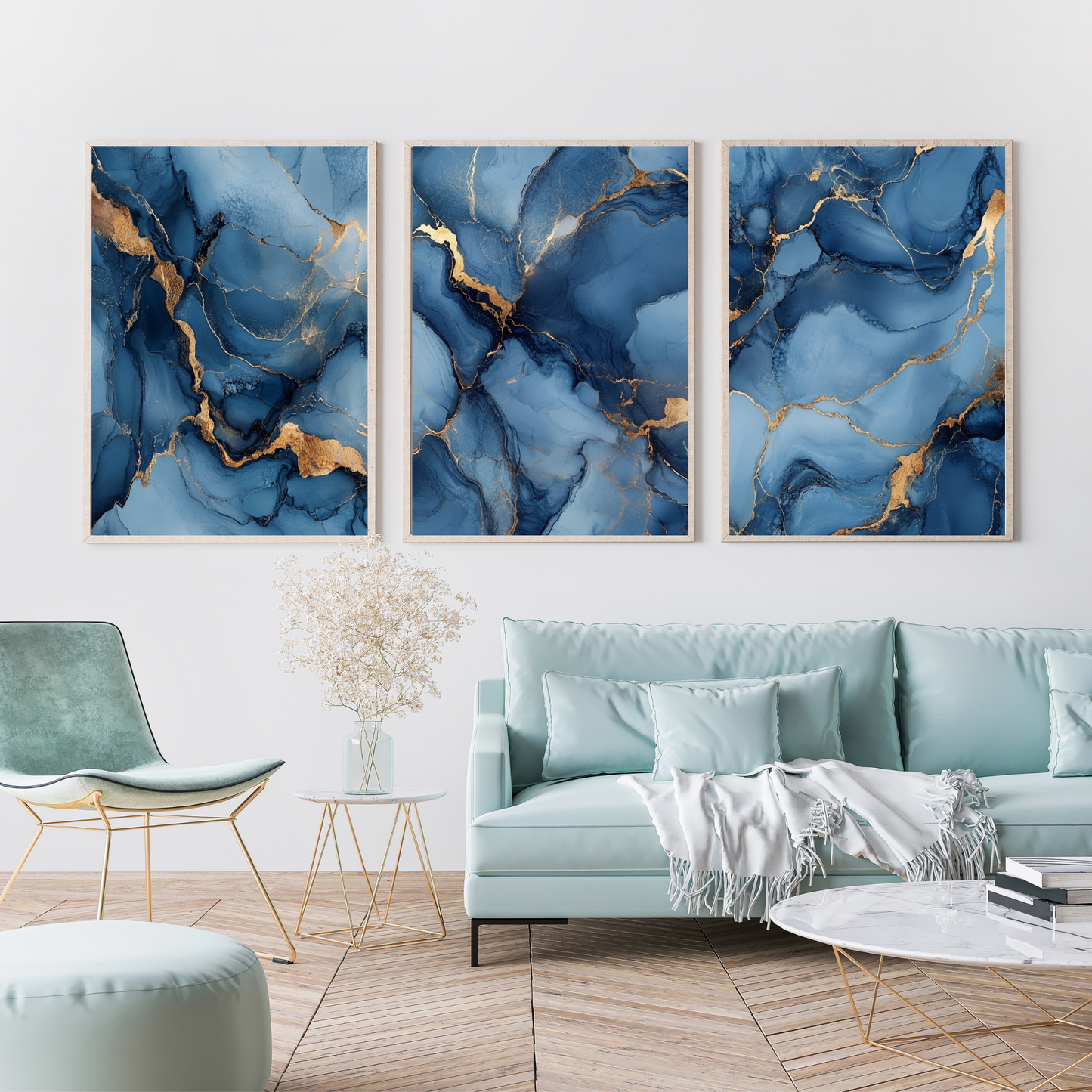 Blue Abstract Trio - Wall Art Digital File