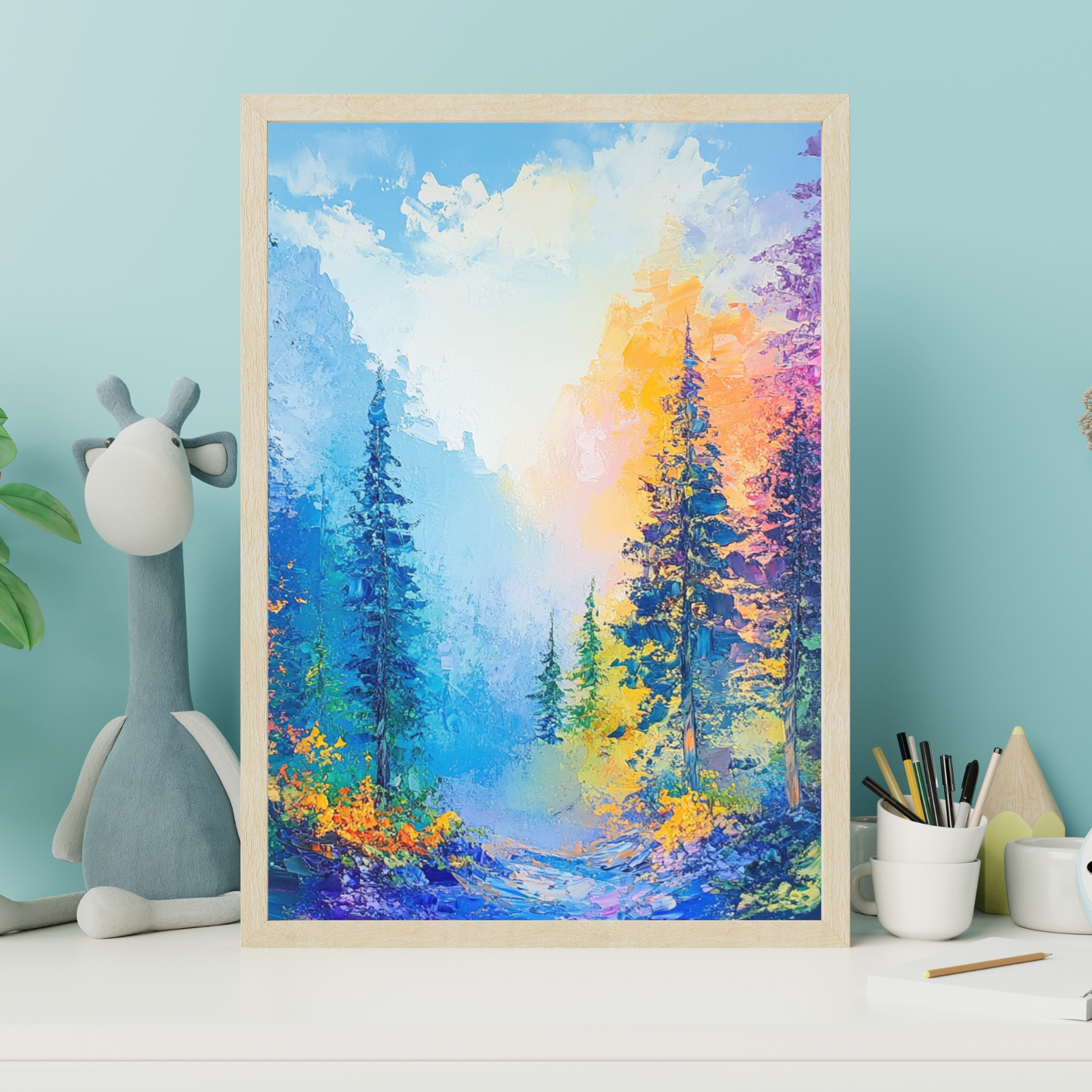 Kid Art - Colorful Mountains & Trees - Wall Art Digital File