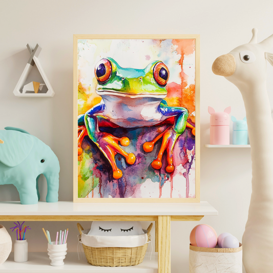 Kid Art - Water Color Frog - Wall Art Digital File