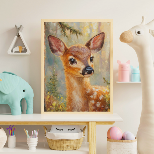 Kid Art - Fawn in a Forest - Wall Art Digital File