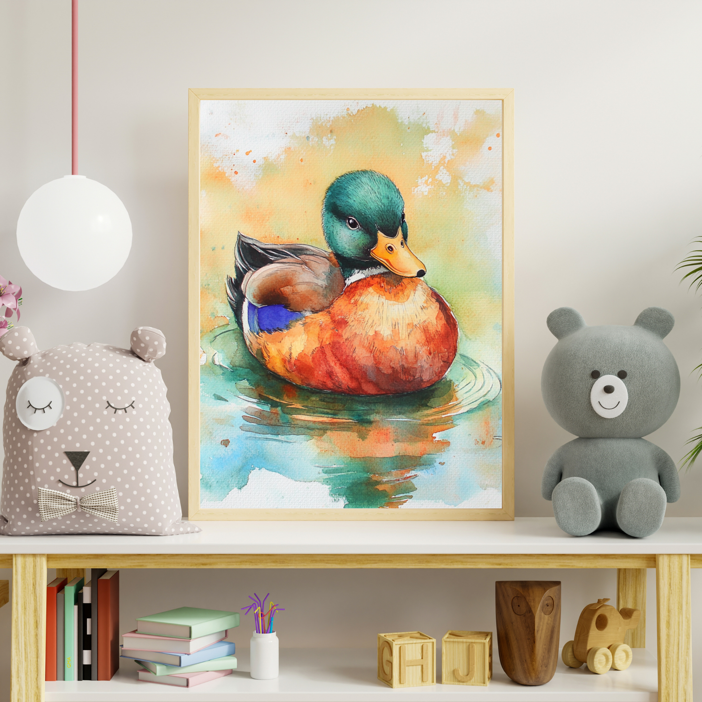 Kid Art - Water Color Duck - Wall Art Digital File