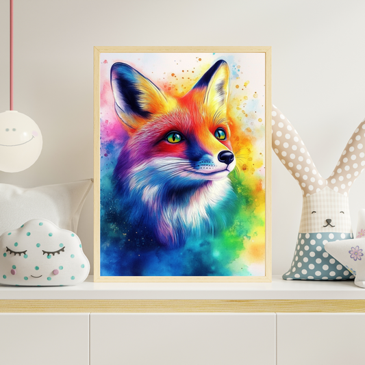 Kid Art - Water Color Fox- Wall Art Digital File