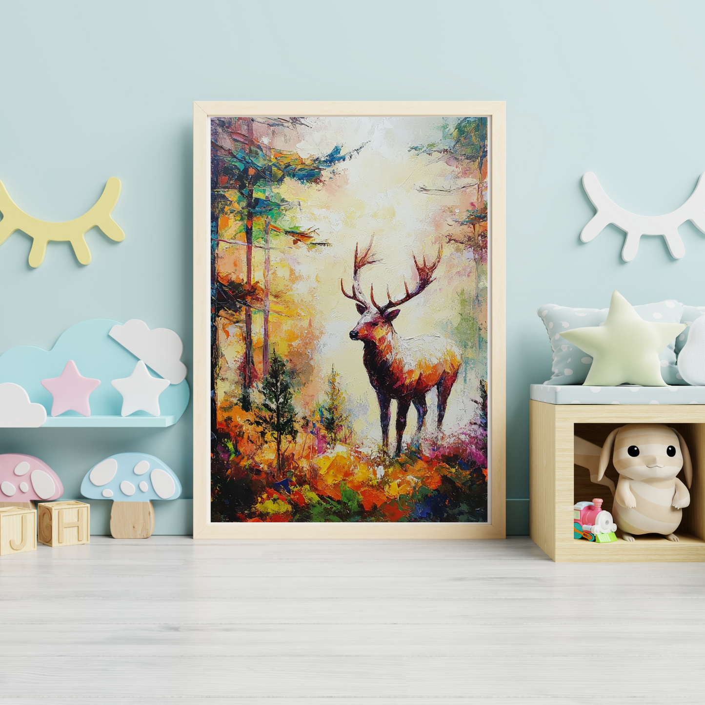 Kid Art - Elk in a Forest - Wall Art Digital File