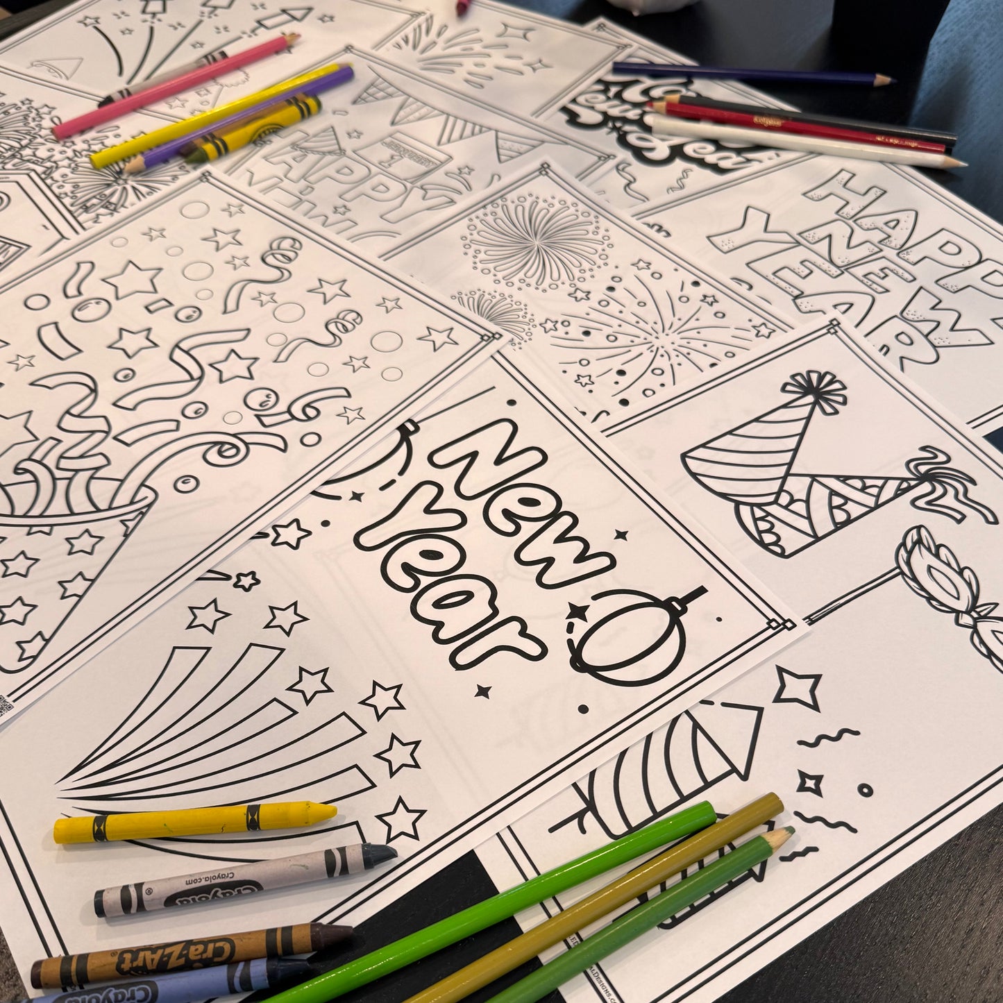 New Year 2025 Coloring Pages - Pack of 10 designs