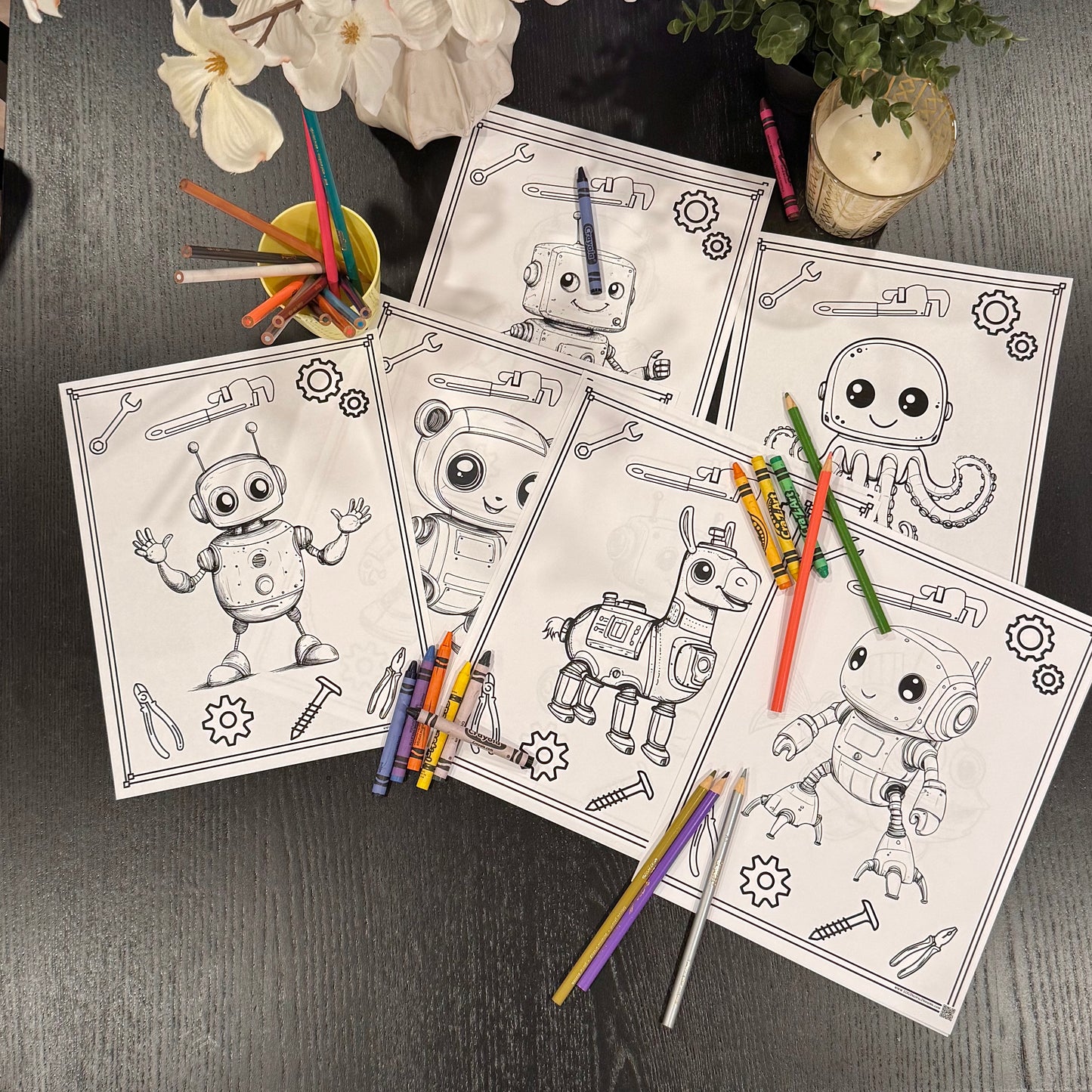 Robot Coloring Pages - Pack of 10 designs