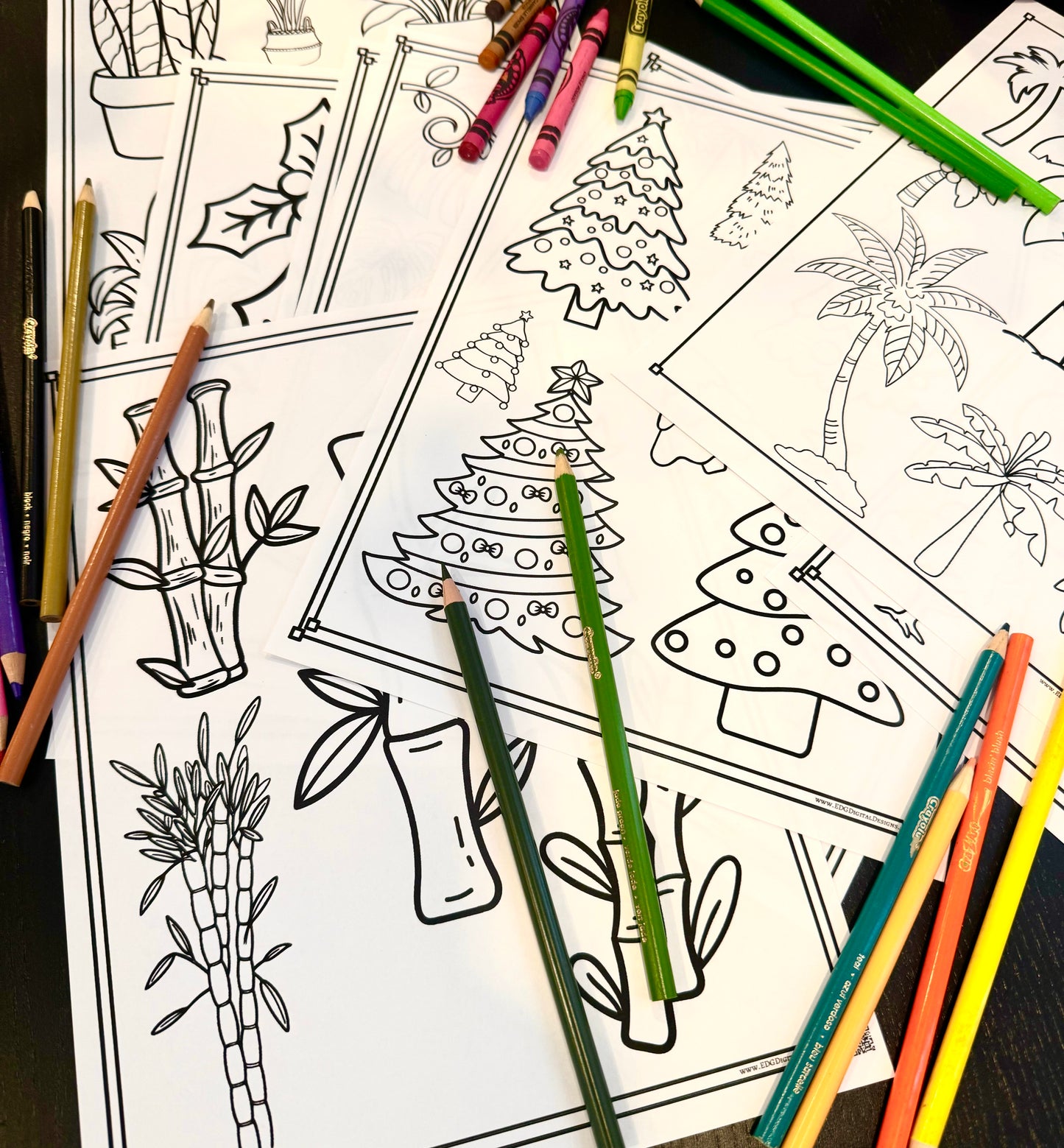 Trees & Plants Coloring Pages - Pack of 10 designs
