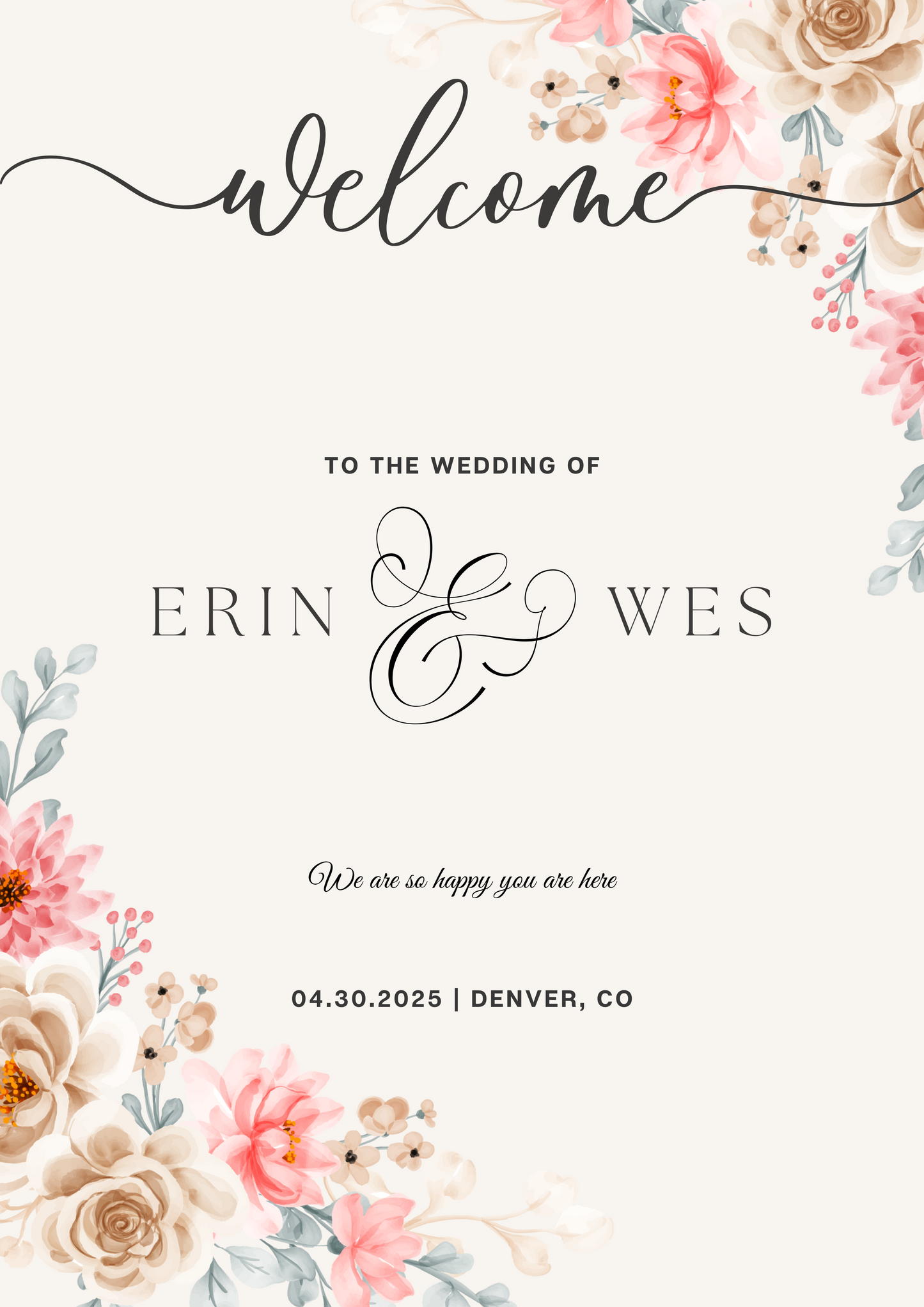 Wedding Welcome Sign - Design 474