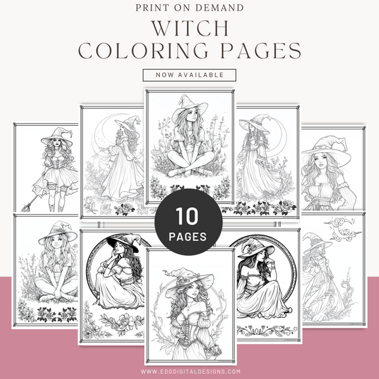 Witch Coloring Pages - Pack of 10 designs