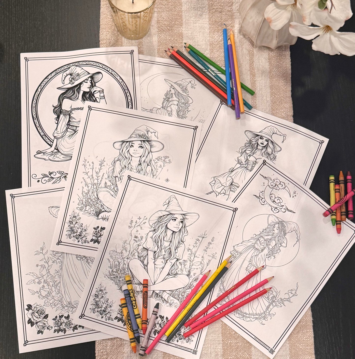 Witch Coloring Pages - Pack of 10 designs