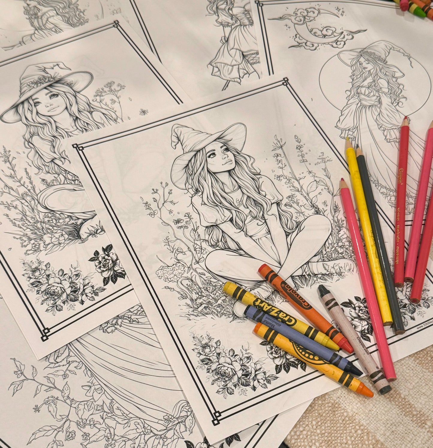 Witch Coloring Pages - Pack of 10 designs