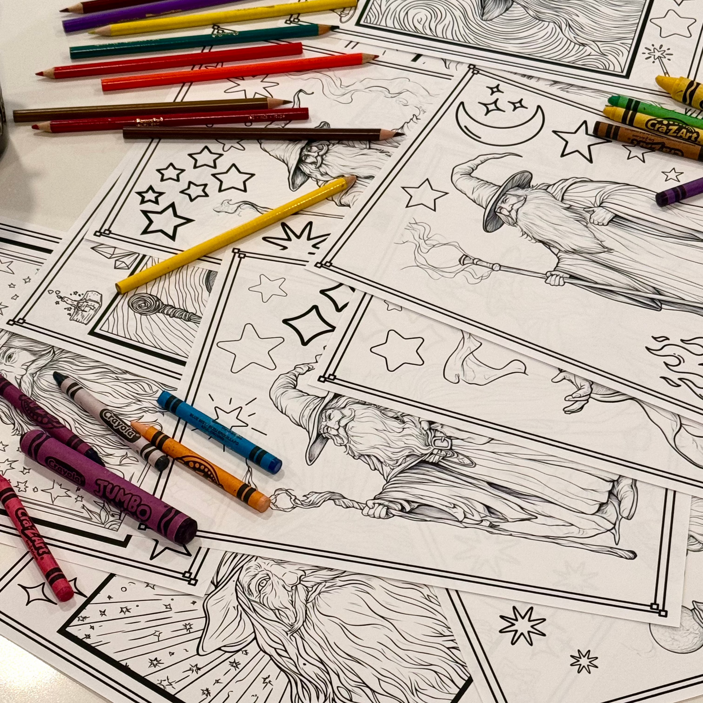 Wizard Coloring Pages - Pack of 10 designs